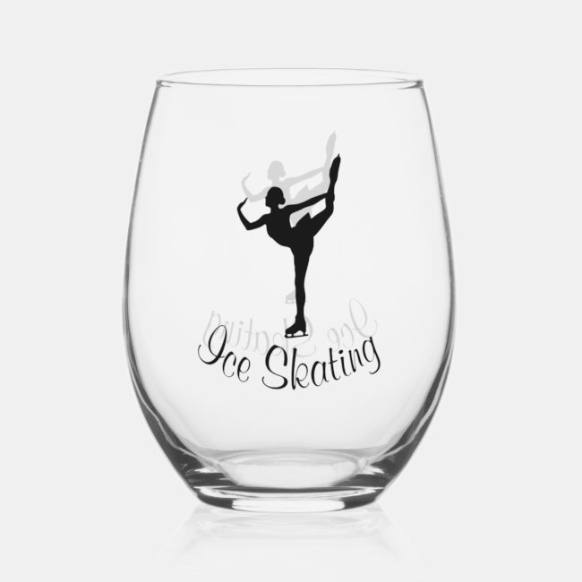 Ice Skating Design Stemless Wine Glass