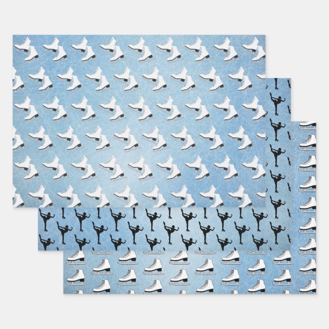 Ice Skating Design Wrapping Paper Set (Set)