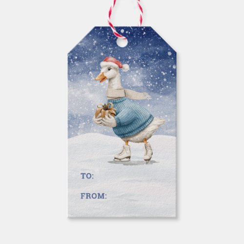 Ice Skating Duck Gift Tags