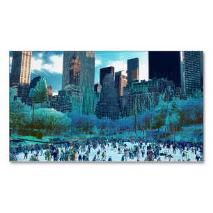 Ice Skating Fantasy Central Park Business Card Magnet