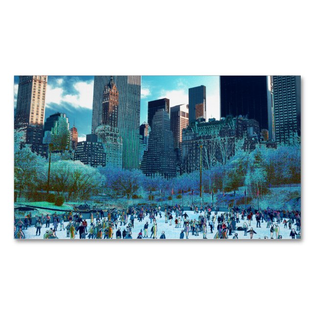 Ice Skating Fantasy Central Park Business Card Magnet (Front)