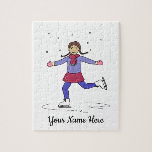 Ice Skating Figure Skater Personalized Name Jigsaw Puzzle
