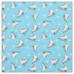 Ice Skating Figure Skater Winter Blue Patterned Fabric
