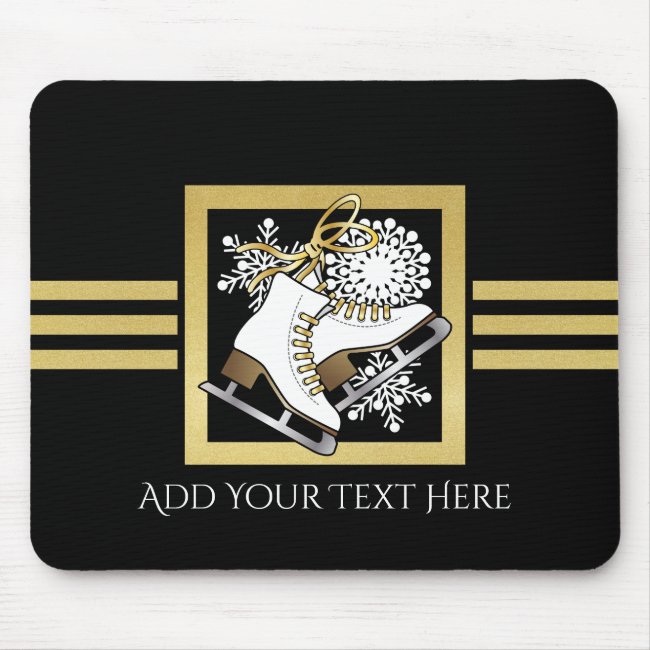 Ice Skating | Figure Skating Faux Gold and Black Mouse Pad