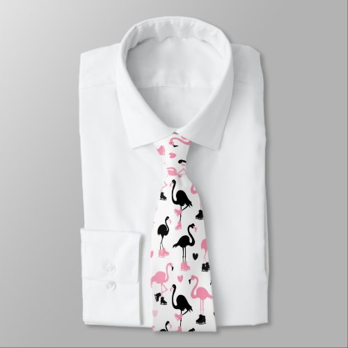 Ice Skating Flamingos Neck Tie