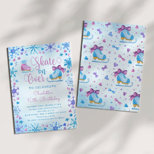 Ice Skating Frozen Fairy Tale Snowflakes Birthday Invitation