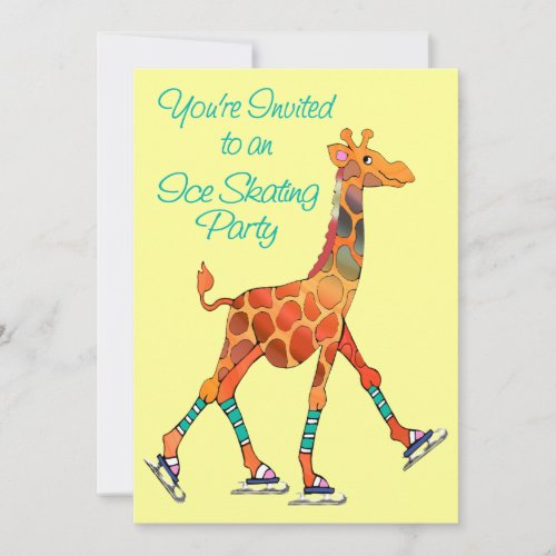 Ice Skating Giraffe Invitation