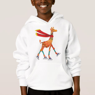 Ice Skating Giraffe with Scarf Hoodie