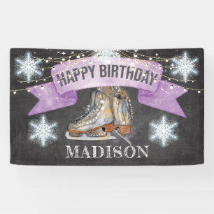 Ice Skating Girl Birthday Personalized Banner
