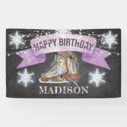 Ice Skating Girl Birthday Personalized Banner