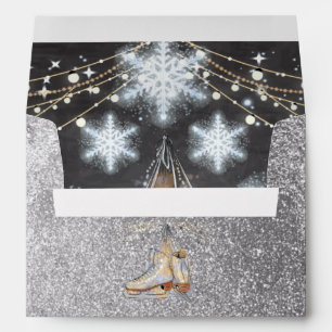 Ice Skating Girl Birthday Silver Glitter Envelope