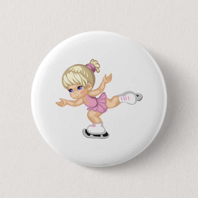 Ice Skating Girl Button (Front)