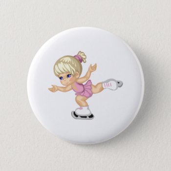 Ice Skating Girl Button by pinkgifts4you at Zazzle