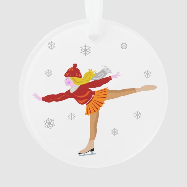 Ice skating girl cartoon ornament (Back)