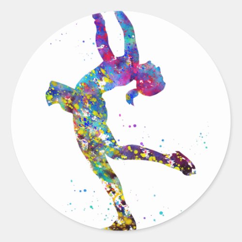 Ice Skating Girl Classic Round Sticker