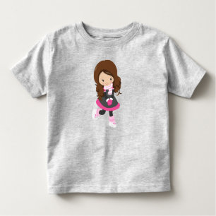 Ice Skating Girl, Cute Girl, Brown Hair, Scarf Toddler T-shirt