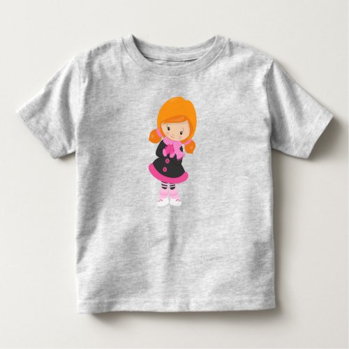 Ice Skating Girl Cute Girl Orange Hair Scarf Toddler T_shirt