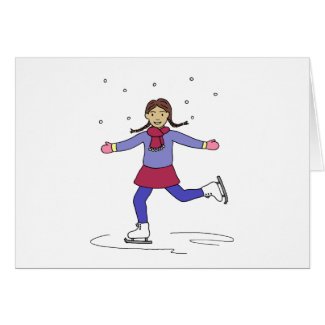 Ice Skating Girl Figure Skater Card