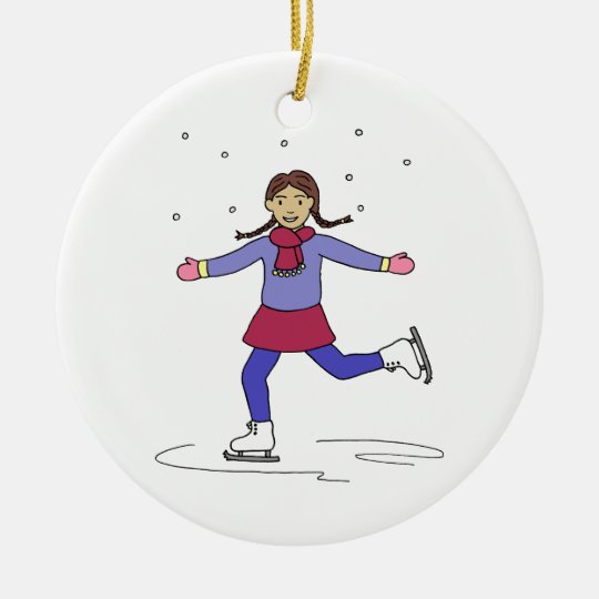 Ice Skating Girl Figure Skater Ceramic Ornament