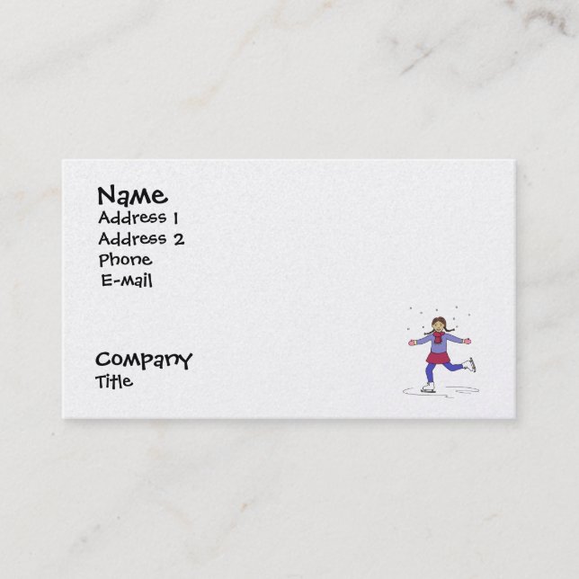 Ice Skating Girl Figure Skater Coach Instructor Business Card (Front)
