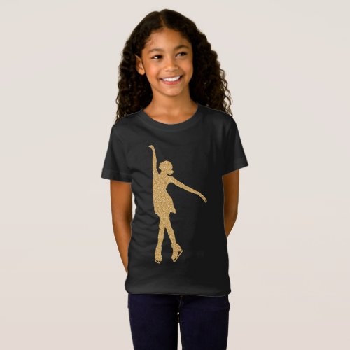 Ice skating girl gold decor T_Shirt