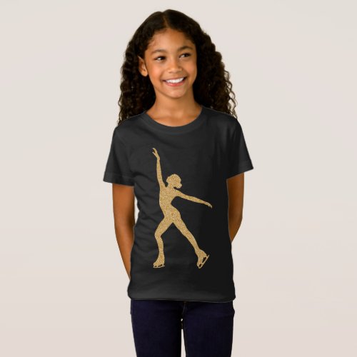 Ice skating girl gold decor T_Shirt