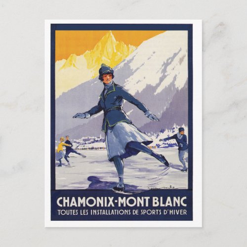 Ice Skating Girl on Chamonix_Mont Blanc Region Postcard