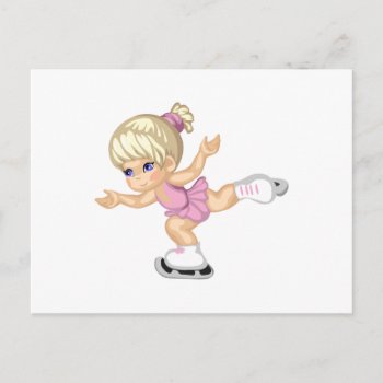 Ice Skating Girl Postcard by pinkgifts4you at Zazzle