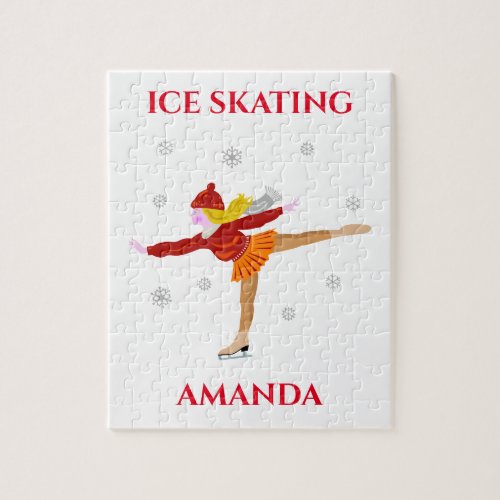 Ice skating girl puzzle with childs name