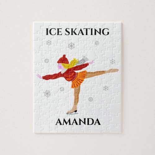 Ice skating girl puzzle with childs name