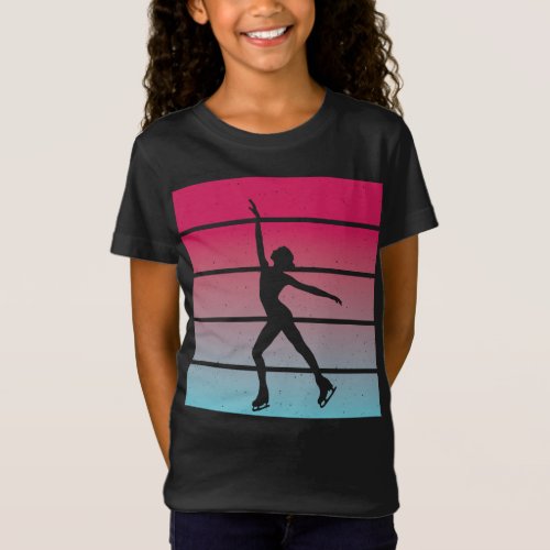 Ice skating girl silhoutte T_Shirt
