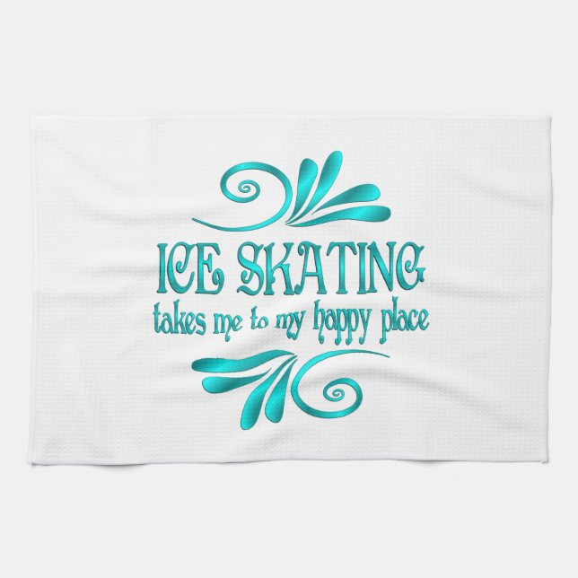 Ice Skating Happy Place Kitchen Towel (Horizontal)