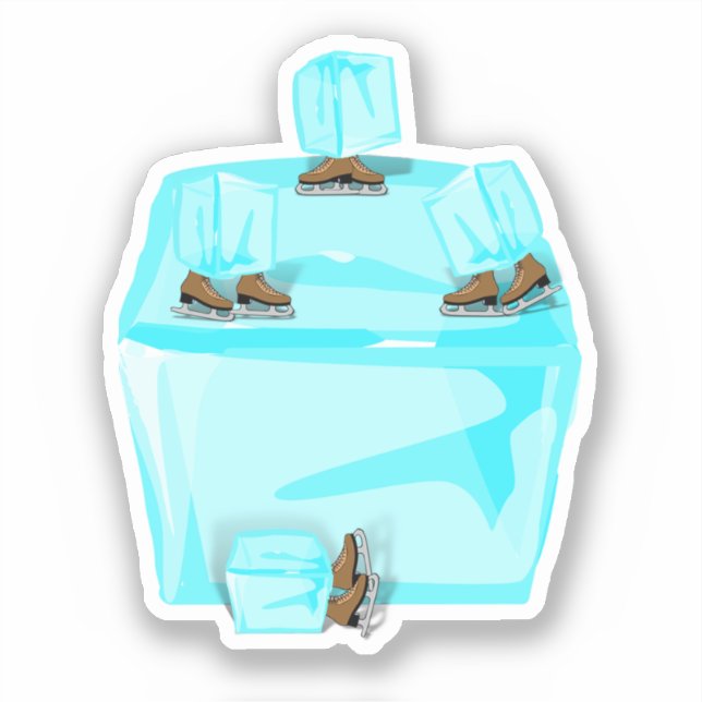 Ice Skating Ice Cubes Sticker (Front)