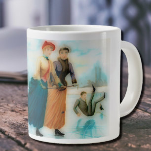 Ice skating in Norway - funny vintage graphics Giant Coffee Mug