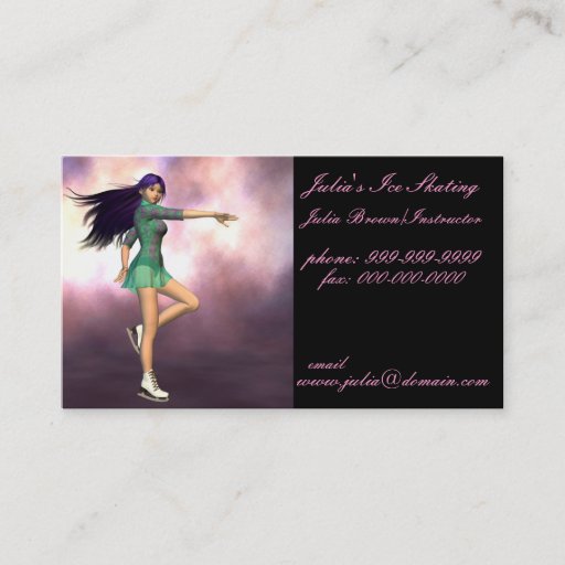 Customizable Ice Skating Instructor Business Cards