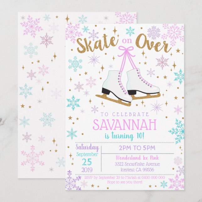 Ice Skating Invitation Ice Skating Party Girl (Front/Back)