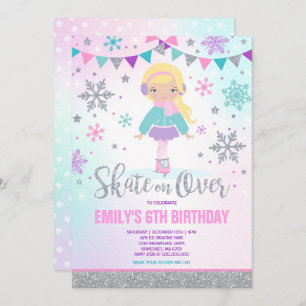 Ice skating Invitation Ice Skating Party Silver