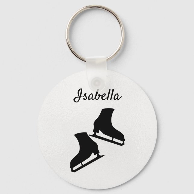 Ice skating keychain figure skates black white (Front)