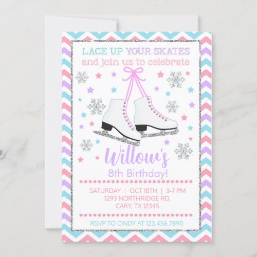 Ice skating lace up your skates girl invite invitation