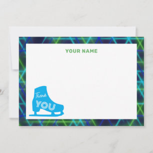 Ice Skating Neon Glow Boys Birthday Party Thank You Card