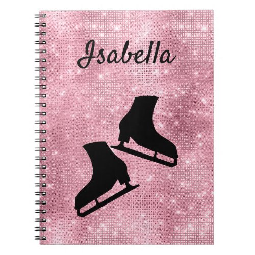 Ice skating notebook figure skate pink sparkle