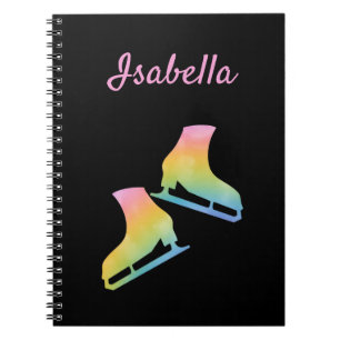 Ice skating notebook figure skate rainbow black