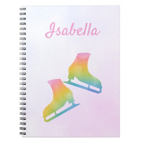 Ice skating notebook figure skate rainbow pink