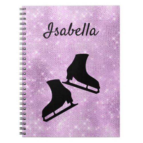 Ice skating notebook figure skates purple sparkle