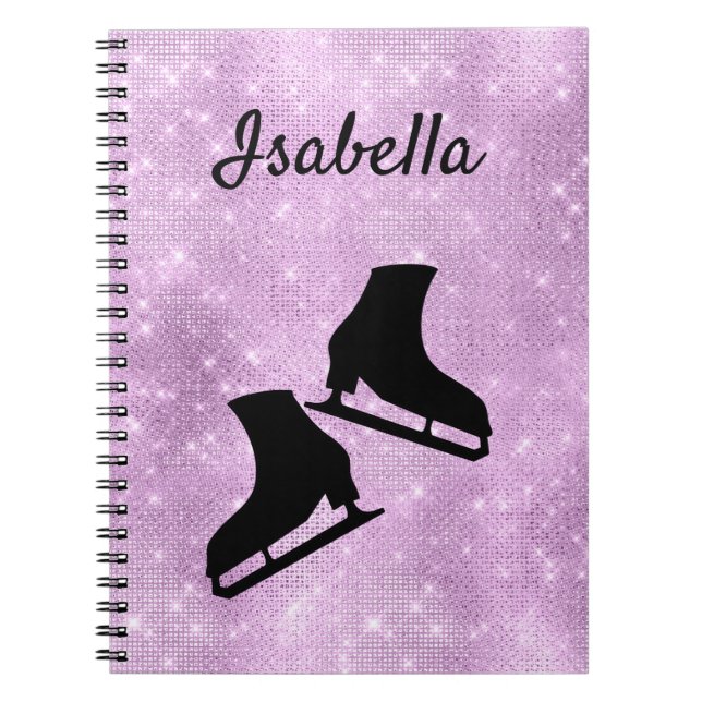 Ice skating notebook figure skates purple sparkle (Front)