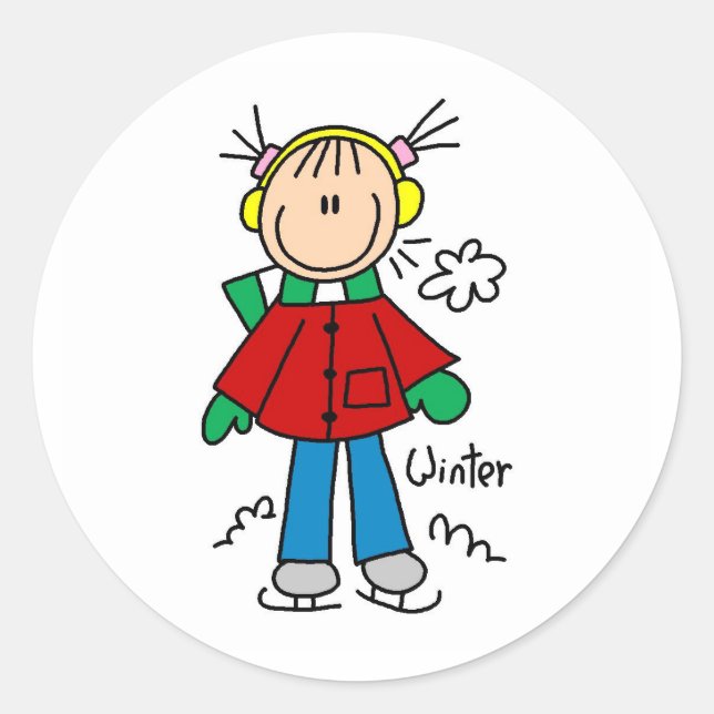 Ice Skating On A Cold Winter Day Sticker (Front)