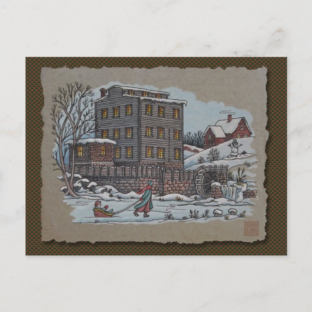 Ice Skating On Gristmill Pond Postcard (Front)