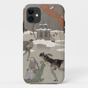 Ice Skating on the Frozen Lake, illustration for iPhone 11 Case