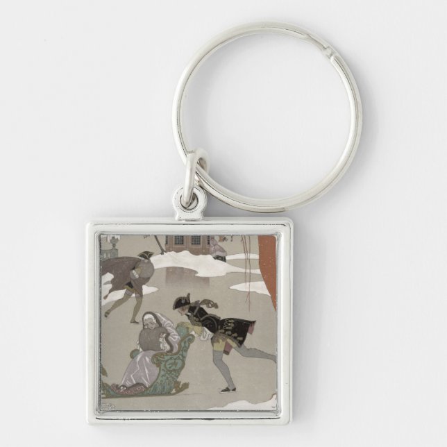 Ice Skating on the Frozen Lake,  illustration for Keychain (Front)