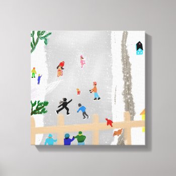 Ice Skating On The Stream Canvas Print by CardArtFromTheHeart at Zazzle